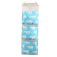 thumbnail image 1 of Bolsa de almacenamiento colgante de lino y algodón con diseño de flamenco, bolsa para colgar en la pared con 3 bolsillos, bolsa para colgar en Almacenamiento y organización del hogar oso polar azul Bewildely HA001636-04, 1 of 6