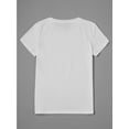 thumbnail image 2 of Half Hood Half Holy Print T-shirt, Casual Short Sleeve Crew Neck Top For Summer & Spring, Women's Clothing, 2 of 5