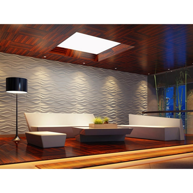 Art3d Decorative 3D Wavy Wall Panel White Wave Board Pack of 12 Tiles 32 Sq Ft (Plant Fiber) Art3d Decorative 3D Wavy Wall Panel White Wave Board Pack of 12 Tiles 32 Sq Ft (Plant Fiber)
