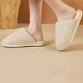 thumbnail image 7 of qkdmdw Khaki Unisex Slippers Women'S Slippers Closed-Toe Striped Plush Fleece Lined Warm Cozy Comfortable House Slippers For Winter, 7 of 7