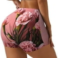 thumbnail image 2 of Fotbe Delicate Pink Carnations A Seamless Shorts, Womens Workout Shorts High Waist Stretch Booty Short for Gym/Yoga/Running/Biking-Large, 2 of 9