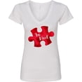 thumbnail image 3 of Inktastic Autism Awareness Be Kind Red Puzzle Piece Women's V-Neck T-Shirt, 3 of 5