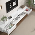 thumbnail image 2 of Blotout 94.5''Minimalist Floating TV Stand, Modern Wall-Mounted Media Console with Rounded Edge Hidden Handle & 4 Drawers for Wall-mounted TV Up to 110'', High-gloss White, 2 of 8