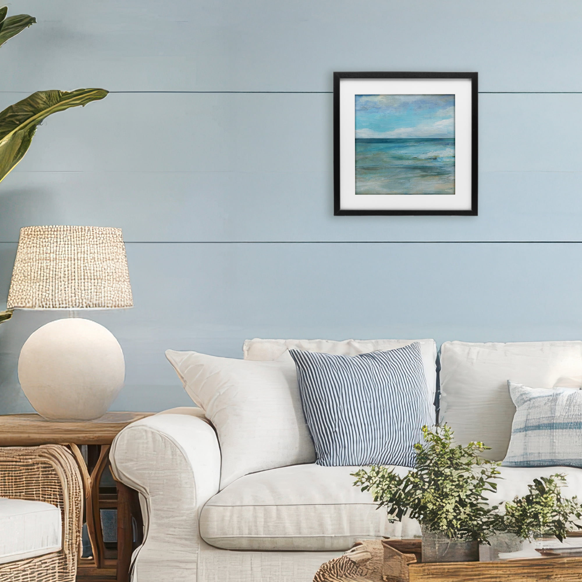 Stupell Industries Aqua Ocean Horizon Abstract Black Framed Print Under Glass, design by Carol Robinson