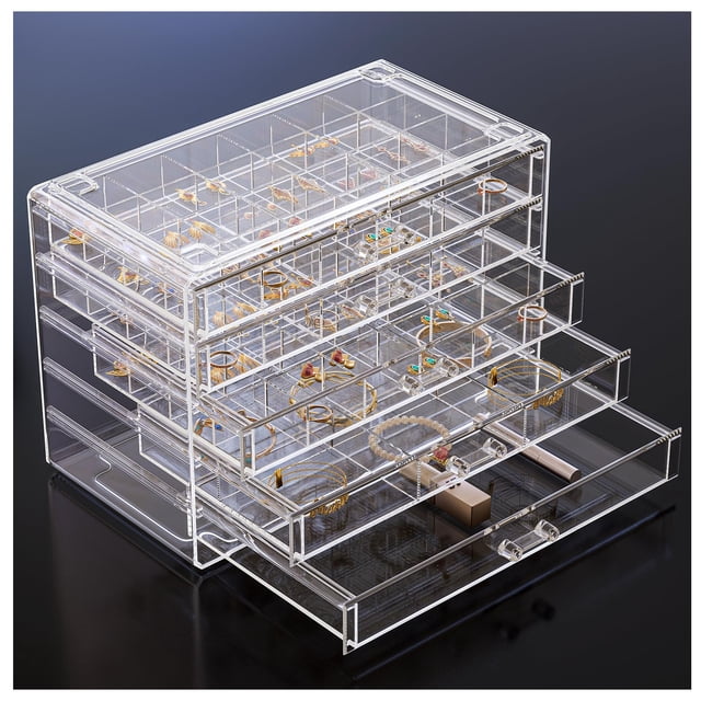 Caja organizadora de joyas ProCase acrílica de 5 capas transparente