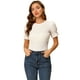 thumbnail image 1 of Blusa fruncida Allegra K con cuello redondo y manga farol para mujer blanco S, 1 of 5