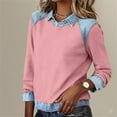 thumbnail image 5 of Aoiroe Fall Fashion Must Haves,Crewneck Sweatshirts Women,Sweatshirt For Women,Oversized Sweaters For Women,Crew Neck Sweatshirts Women,Oversized Sweater,Collared Sweatshirts For Women,Pink,XL, 5 of 7