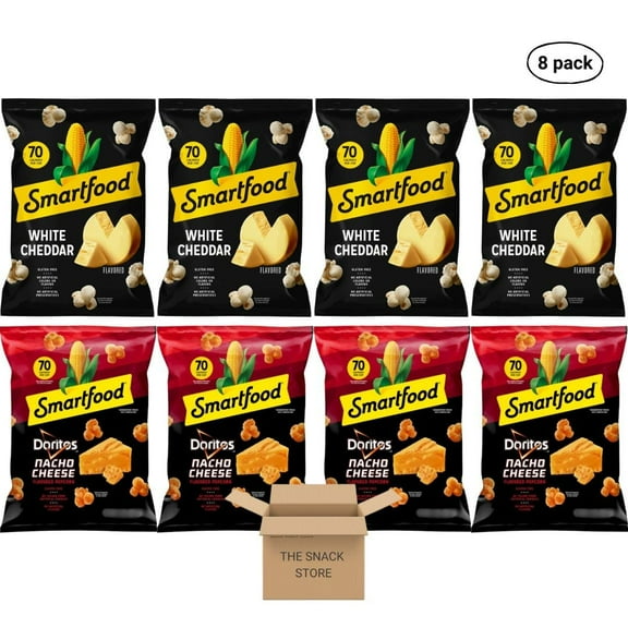 The Snack Store Variety Pack | Smartfood White Cheddar and Nacho Cheese, Pack of 8!