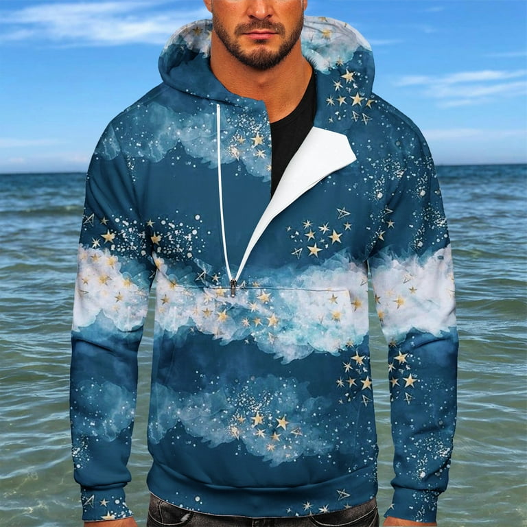 Christmas 1 4 Zip Up Hoodies for Men Casual Long Sleeve Ethnic