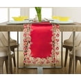 thumbnail image 3 of Gold Lace Burgundy Table Runner - Dresser Scarf European Embroidery - Perfect for Kitchen Dining Room Home Decor Wedding Receptions - 14 x 108 inches - The Tarantino Collection, 3 of 7