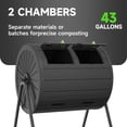 thumbnail image 3 of EasyUp 43 Gallon Dual-Chamber Outdoor Tumbling Composter, Rotatable Compost Bin with Labor-Saving Easy-Turn Design for Garden & Backyard, Black, 3 of 10