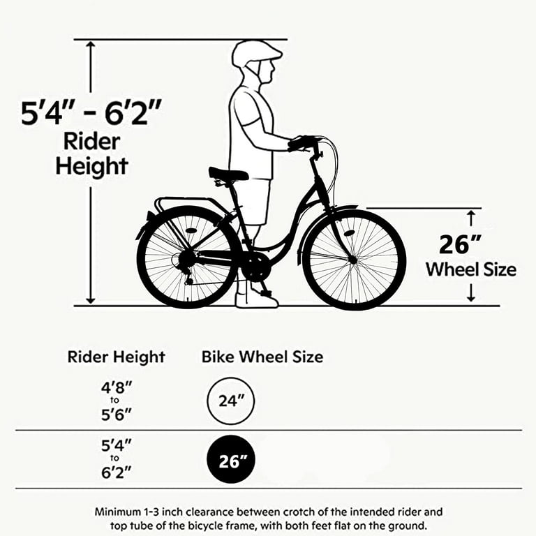 Wheel Size Chart Bike Size For Foot Tall Man Beach Cruiser Bike