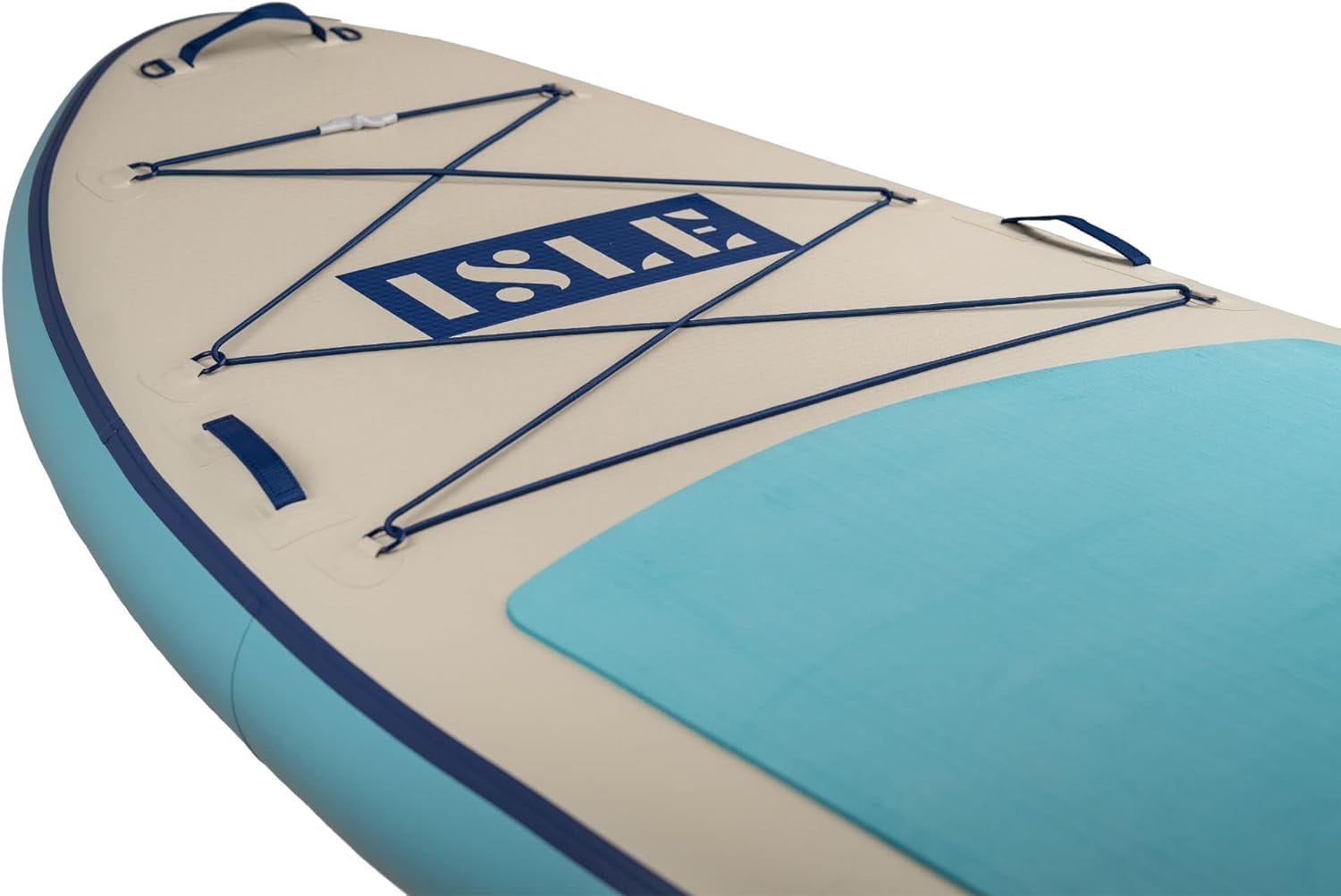 ISLE Megalodon Inflatable Stand up Paddle Board & iSUP Bundle Accessory Pack - Up to 1,050lbs Capacity—12'Lx45"Wx8" OR 15'Lx56"Wx8"(Aqua/Navy, 15')
