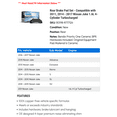 thumbnail image 2 of Rear Brake Pad Set - Compatible with 2011, 2014 - 2017 Nissan Juke 1.6L 4-Cylinder Turbocharged 2015 2016, 2 of 2