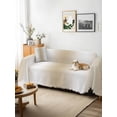 thumbnail image 3 of Beige White Ombre Couch Cover for 2 Cushion Couch, Country Minimalist Abstract Gradient Washable Love Seat Sofa Covers Slipcover, Throw Sofa Covers for Pets, Furniture Protector 71"x102", 3 of 9