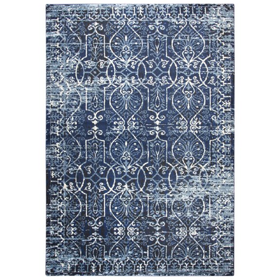 Rizzy Rugs Panache Area Rug PN6964 Dark Blue Distressed Curves 5' 3" x 7' 6" Rectangle