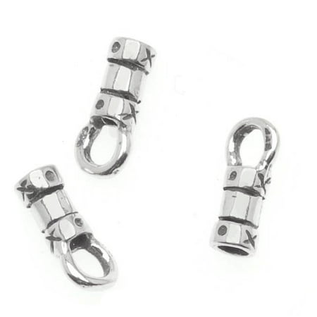 Head Loop End 4 Ply - Sterling Silver Fancy Crimp Beads 1.4mm Cord Ends with Loop (4)