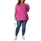 thumbnail image 2 of Blusas básicas de manga larga sin hombros para mujer de tallas grandes Agnes Orinda, camisetas de 2X en rosa intenso, 2 of 5