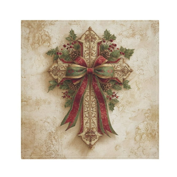 Napkin Satin Napkin 20*20 Inchx1 Kitchen Towel Dinner Plate Towel Decorative Towel Napkin Tea Towel Suitable For Kitchen Table Lovely Christmas Cross