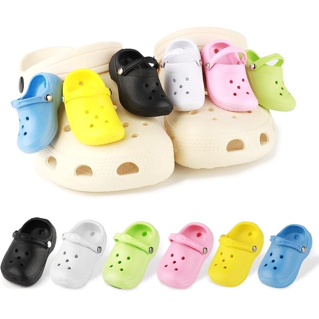 Mini amuletos, juego de 6, divertidos amuletos para zapatos, mini y lindos adornos para zapatos Crocs, paquete de amuletos para decoración de sandalias, zuecos, toboganes de burbujas (6 colores)