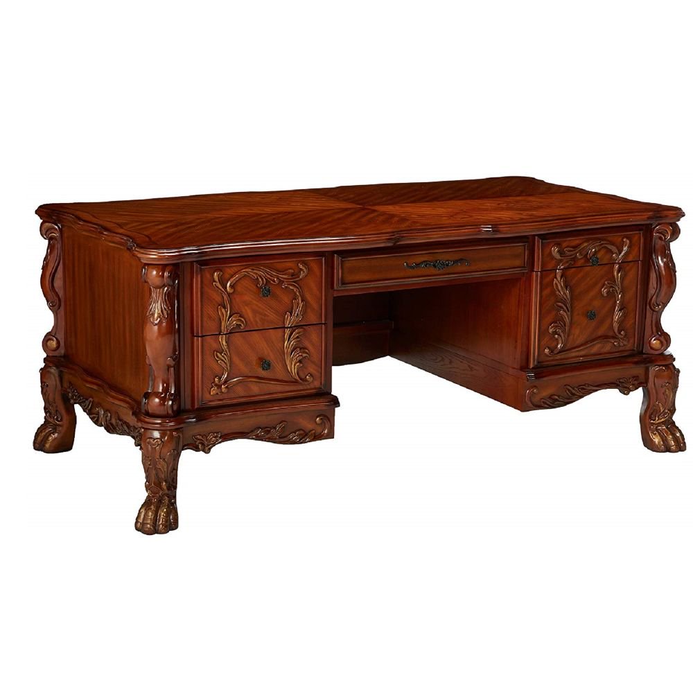 Acme Dresden Executive Desk, Cherry Oak