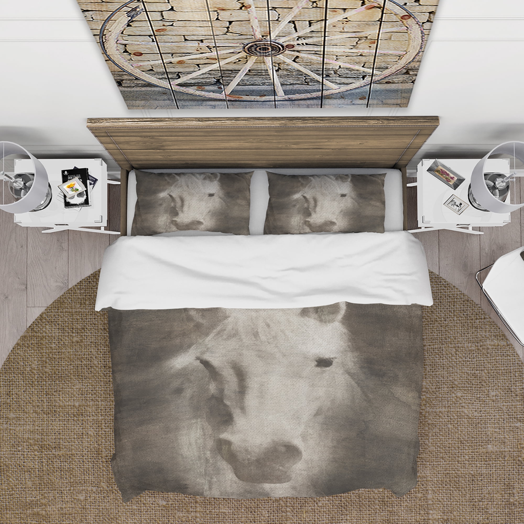 Designart 'Farmhouse Horse III' Farmhouse Duvet Cover Set
