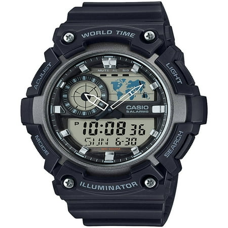 Men's Analog-Digital World Time Watch, Black