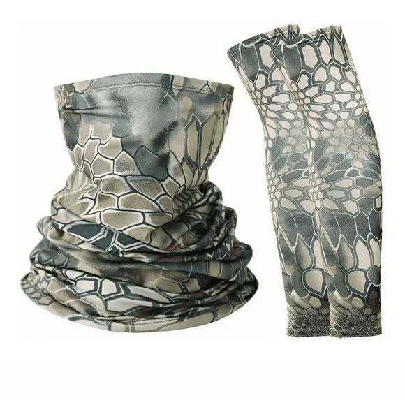 Mangas y Máscara Bufanda Protección Uv 3 Pcs Verde Cocodrilo