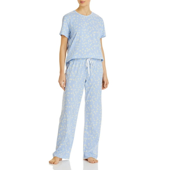Aqua Women’s Floral Print Pajama Set, Blue, Medium