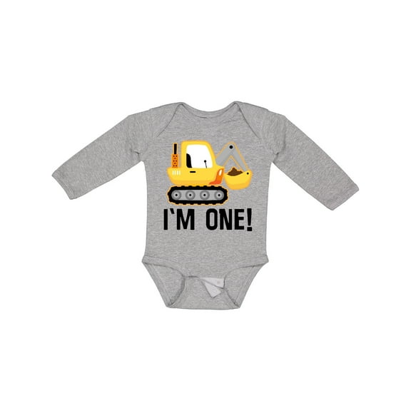 Inktastic 1st Birthday Construction Truck Boy Boys Long Sleeve Baby Bodysuit