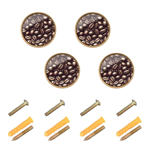 Kitchen Cabinet Knobs Cabinet Handles 1.25 inch Diameter Zinc Alloy Coffee Beans 4 Pack