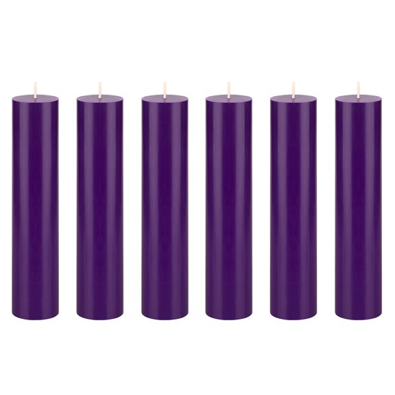 Mega Candles 6 pcs Unscented Purple Round Pillar Candle, Hand Poured Premium Wax Candles 2 Inch x 9 Inch, Home Décor, Wedding Receptions, Baby Showers, Birthdays, Celebrations, Party Favors & More