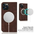 thumbnail image 3 of Nalacover for iPhone 12 Pro Max Wireless Charging Case,Luxury Full Body Protection Solid Color PU Leather Magnetic Closure Flip RFID Blocking Card Slots Stand Cover.For iPhone 12 Pro Max,Coffee, 3 of 6
