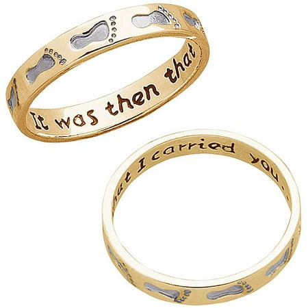 14kt Gold-Plated Two-Tone Footprints Ring