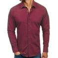 thumbnail image 2 of Huresd Men's Long Sleeve Button Up Shirts Solid Slim Fit Casual Business Formal Dress Shirt Red XL, 2 of 3