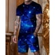 thumbnail image 3 of Traje casual de moda hawaiana para hombre, bandera del Día de la Independencia con fuegos artificiales geométricos creativos, estampado digital 3D, pantalones de playa para niños, 3 of 5