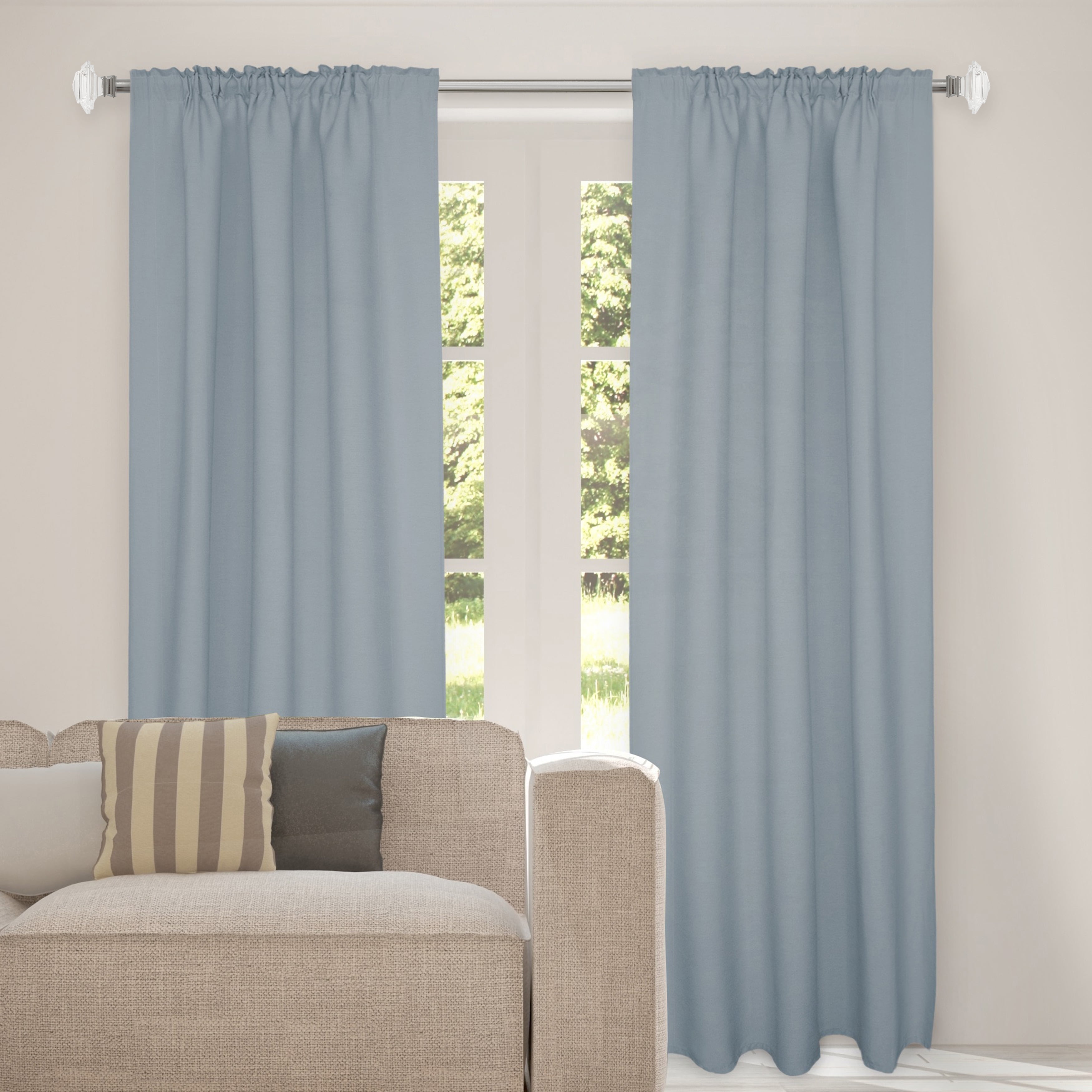 Better Homes & Gardens Modern Collection 1 Nickel Square Adjustable Single Curtain Rods, 42" - 120"