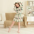 thumbnail image 3 of FORMRS Niños Bathrobe Unisex Hooded Robe Soft Plush Pajamas Sleepwear, Size 7-9T, Retro Green Stars, 3 of 7