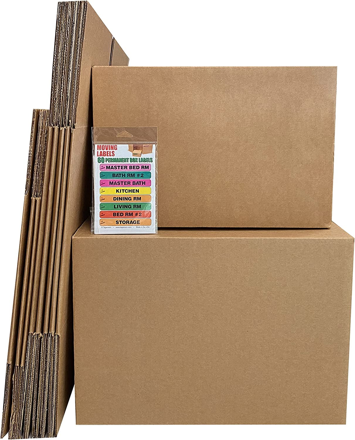 Uboxes Moving Box Combo Pack - 4 Smalls, 6 Mediums, & Moving Labels