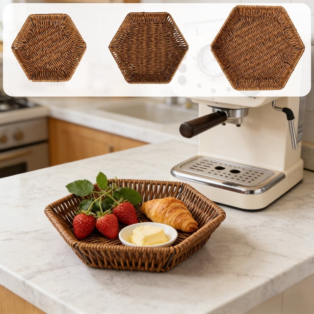Panier de Rangement en Plastique L Multicolore Panier de Rangement en Plastique Tissé Imitation Vignes Plateau à Collations Fruits Légumes (Multicolore, 1 Pce) Rkxzt