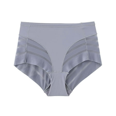 BYHONG Women s Transparent Striped Mesh Briefs High Comfortable Ice Silk Briefs Women Panties Light Blue XXL