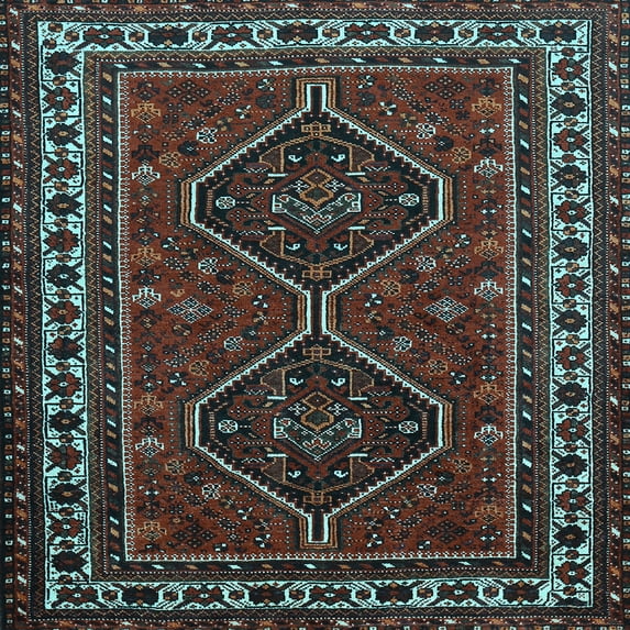 Ahgly Company Indoor Square Persian Light Blue Traditional Area Rugs, 3' Square