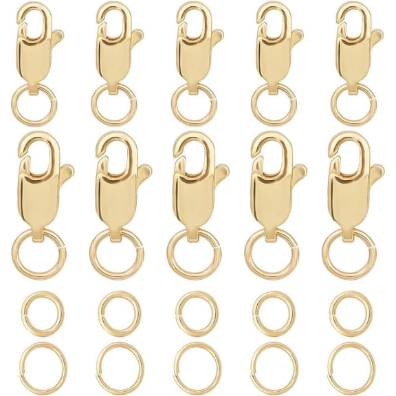 1 Box 6Pcs 2 Size Lobster Clasps 18K Gold Plated Lobster Claw Jewelry Bracelet Clasps Connector with 12Pcs 4/5mm Open Jump Ring for DIY Craft Jewelry Chains Making Claps