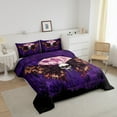 thumbnail image 3 of Sugar Skull Comforter Set King Size Death Moth Print Bedding Happy Halloween Bedding Comforter Sets Teens Halloween Decor Gothic Style Duvet Insert Halloween Themed Quilt, 3 of 6
