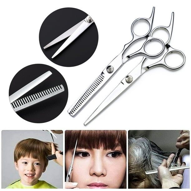 Ensemble de ciseaux de coiffeur professionnel avec ciseaux de coupe de  cheveux Kit de ciseaux de coupe de cheveux amincissants pour enfants hommes  femmes coiffure soins quotidiens 