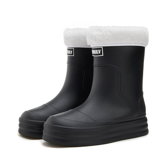asddcavvf Women's Rain Shoes Outer Wear Hundred Versatile Drawstring Mouth Padded Removable Fleece C