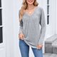 thumbnail image 1 of Ailaofu Women Tops Long Sleeve Shirts V Neck Loose Fit Soft Casual Solid Color T-Shirts Fall Clothing, 1 of 6