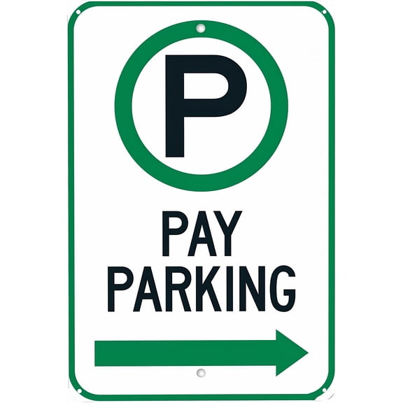 Pay Parking with Right Arrow Sign Tin - 8"x12" Warning Metal Sign, Paid Parking Decor for Home Farm Bar Coffee Shop Club Street Road