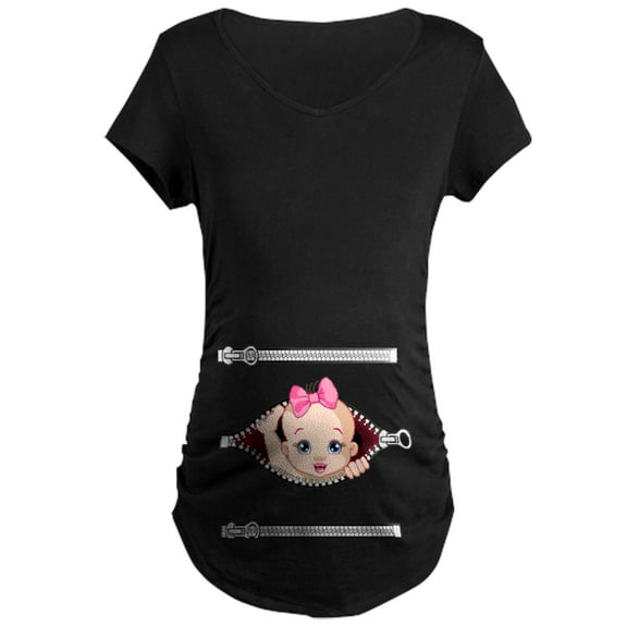 CafePress - Cute Baby Peeking Maternity T Shirt - Maternity Dark T-Shirt