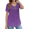 thumbnail image 2 of Endives Women's Short Sleeve T-shirt Tunic Tops Short Sleeve T Shirts Up Casual Ruched Blouses, 2 of 5